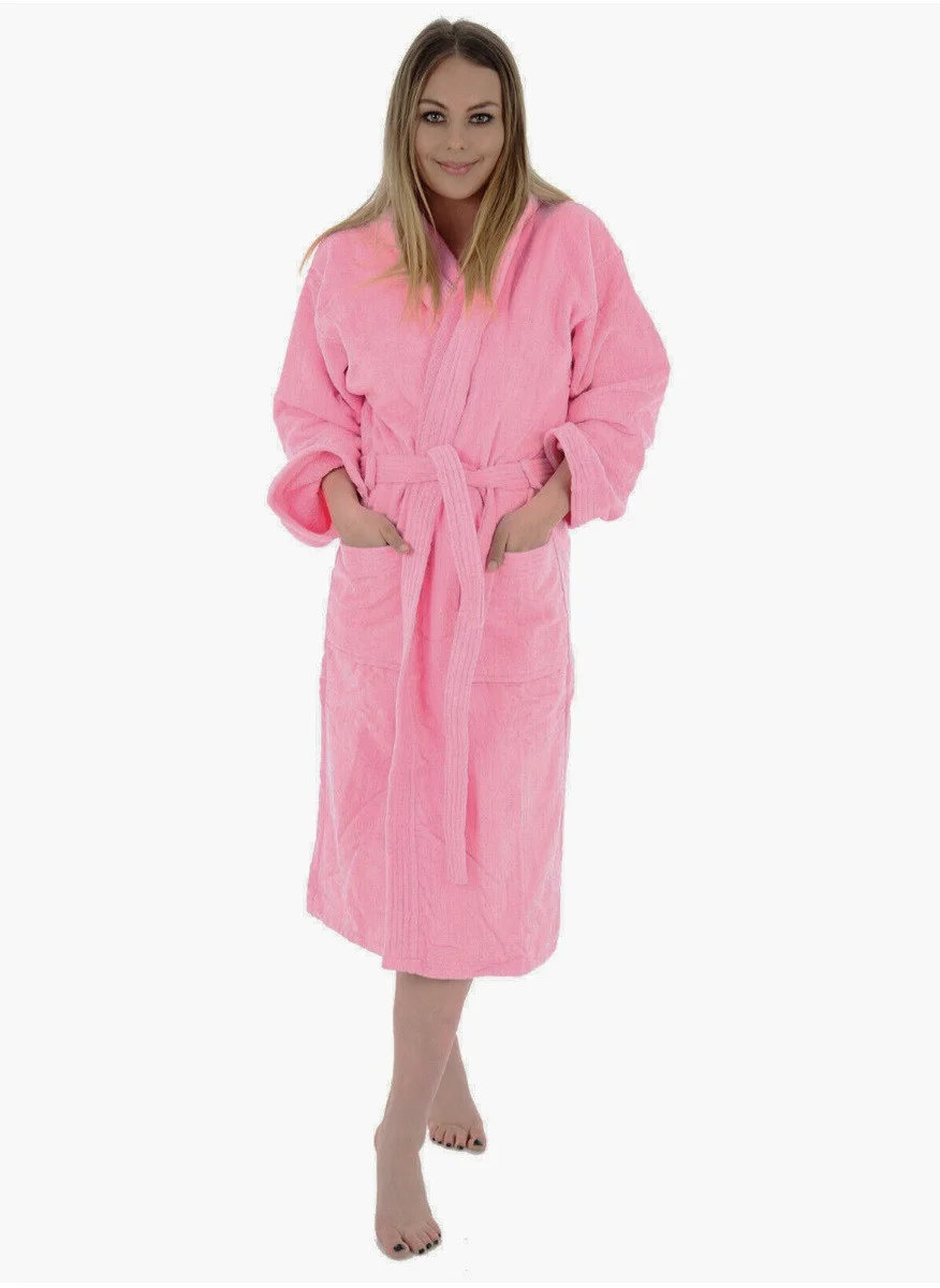 White Rose Premium Soft Fleece Dressing Gown Bathrobe for Women (Pink, Small) hc2hh