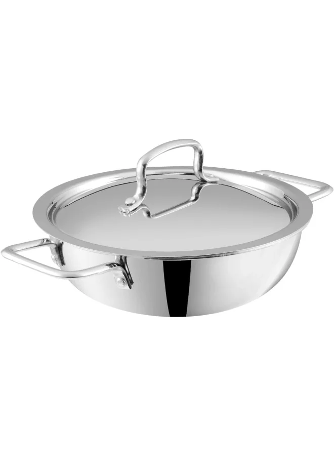 Vinod Platinum Triply Stainless Steel Extra Deep Kadai with Lid (22 cm, 2.2 L) yqh0z