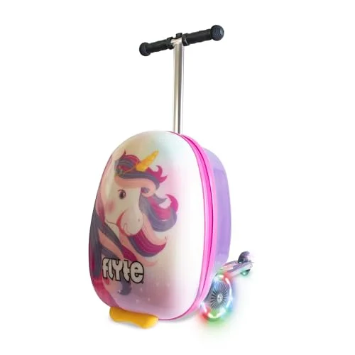 Kids Ride-On Scooter Suitcase 2-in-1 Travel Luggage with Hardshell Design (Luna the Unicorn, 25 Litre) wxhsc