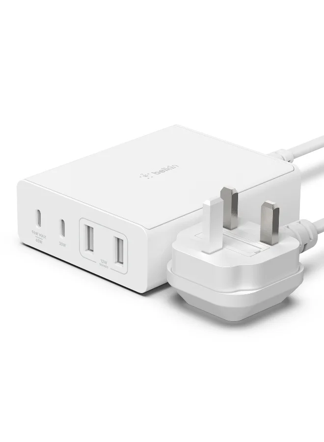 108W GaN Desktop Charging Station 4-Port Fast Charger Hub with 2 USB-C and 2 USB-A (White) hvlkp