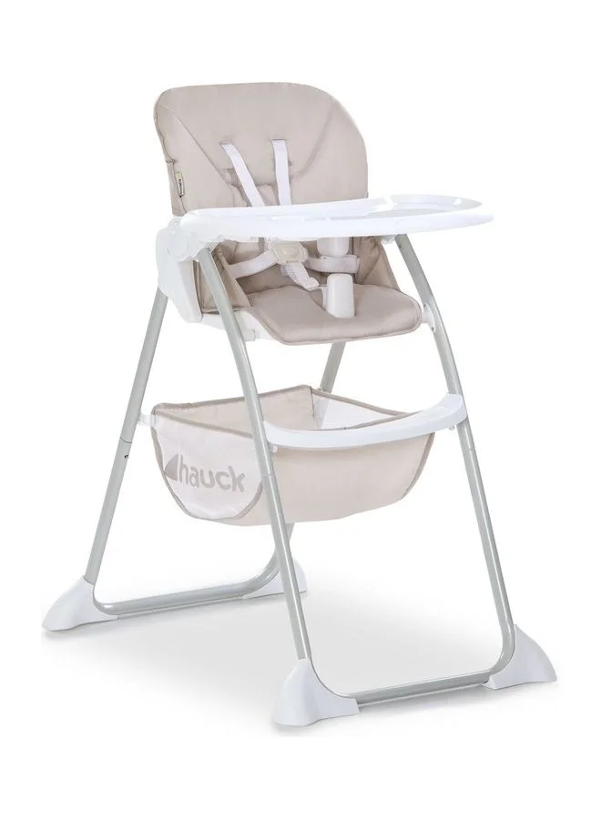 Hauck Sit N Fold Children High Chair, Adjustable Backrest with Removable Tray and Toy Basket (Beige, 15 kg) u38zc