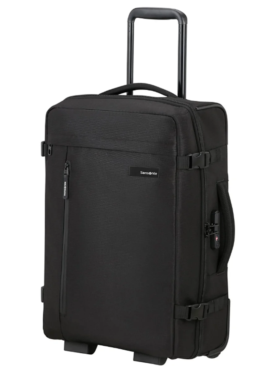 Premium Wheeled Duffle Bag Cabin Luggage with TSA Lock and Front Storage (Black, 55 cm) i1kw5