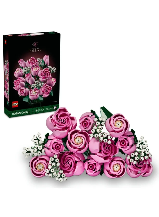 Building Blocks Botanical Bouquet Pink Roses Faux Flower Set (789 Pieces, Adult Hobbyist) gwwj1