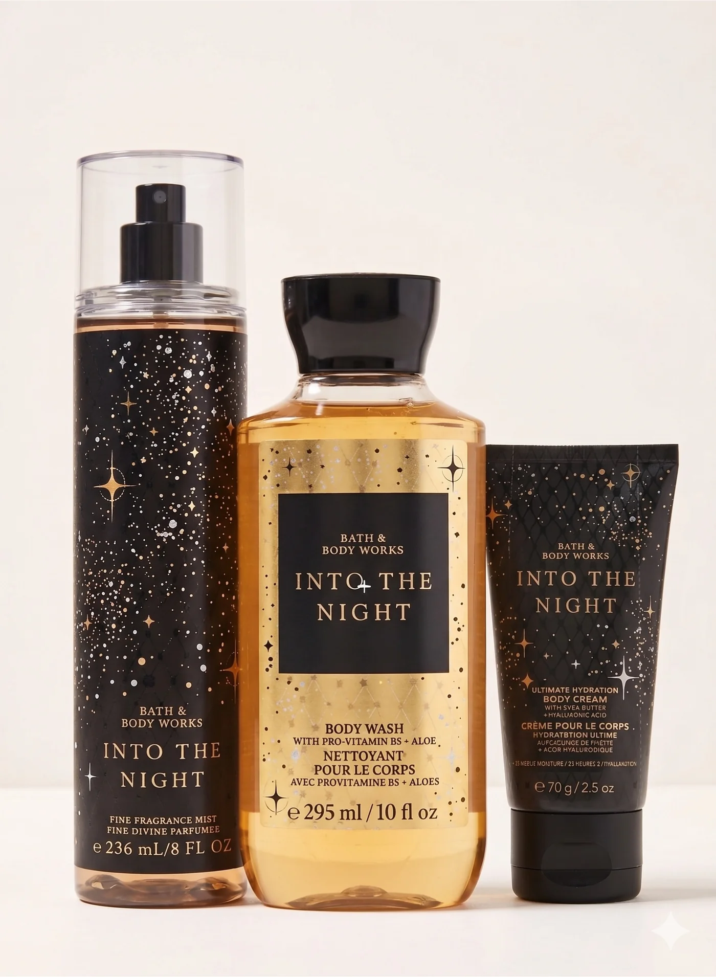 Into The Night Bath and Body Care Set Premium Fragrance Collection for Women (3-Piece Set) e050o