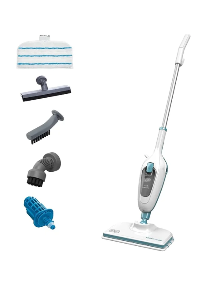 Premium 5-in-1 Steam Mop Multi-Surface Floor Cleaner with Swivel Head and 5 Accessories (White/Blue, 1300 W) utpjl