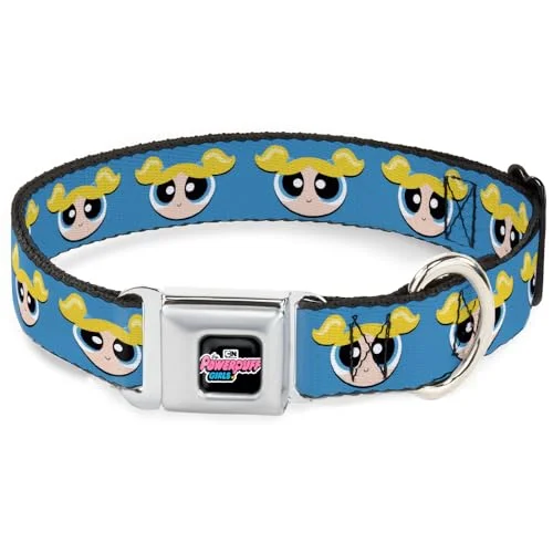 Buckle Down Premium Character Dog Collar with Metal Seatbelt Buckle Quick Release (Bubbles Face, Medium, 16-23 Inches) ebbc4