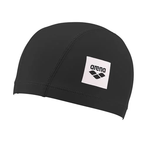 Junior Swim Cap Lightweight Stretch Fabric Pool Bathing Accessory for Kids (Black, One Size) z6ka8