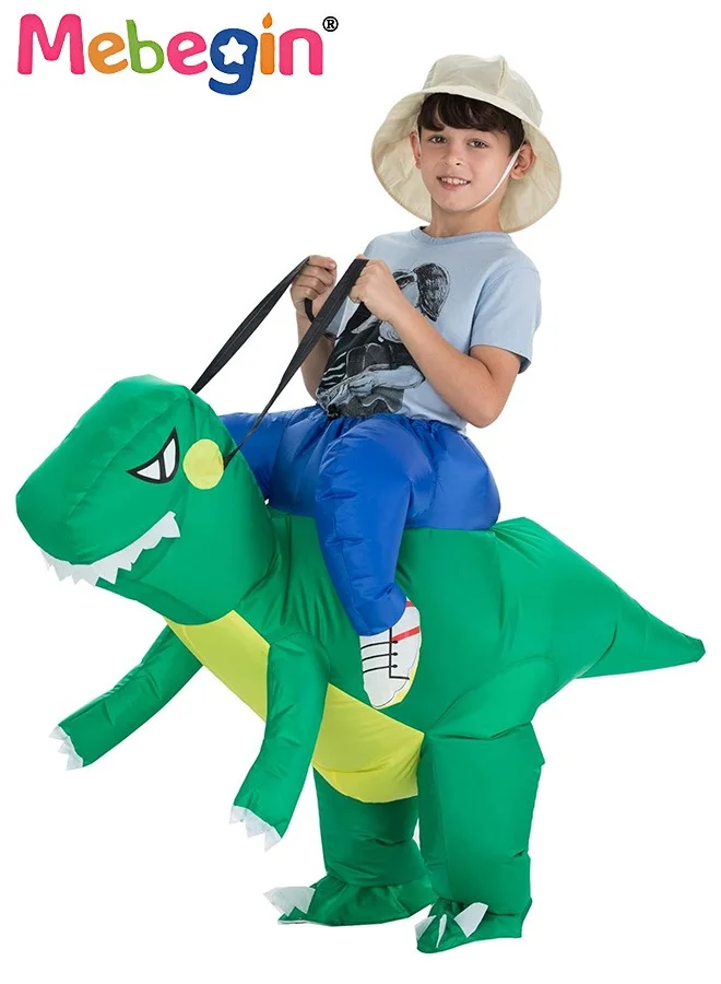 MEBEGIN Riding Dinosaur Inflatable Costume for Kids, Premium Polyester Blow-up Safari Suit for Parties and Cosplay (One Size, 70-150cm) hib4o