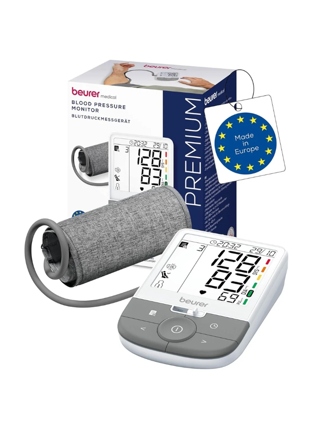 Premium Upper Arm Blood Pressure Monitor with AFib Detection and Digital Health App Connectivity (22-42 cm Cuff) bfqs6