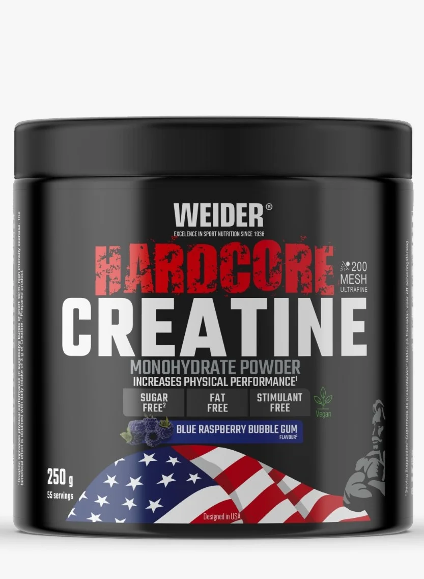 Weider Hardcore Creatine Monohydrate Powder Premium Performance Supplement (Blue Raspberry, 250g) zsw5e