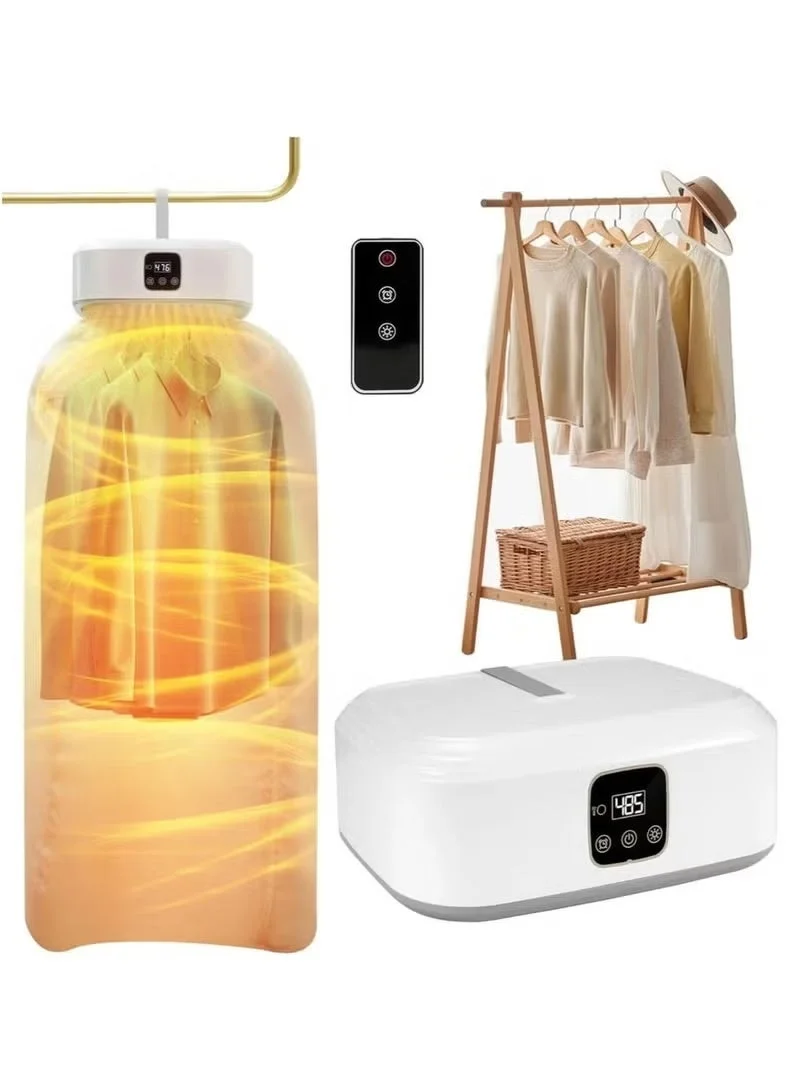 HOMIVA Portable Electric Clothes Dryer with Remote Control - Foldable Laundry Drying Machine with Dryer Bag - 2 Heat Settings for Travel & Apartment Use 44n2i