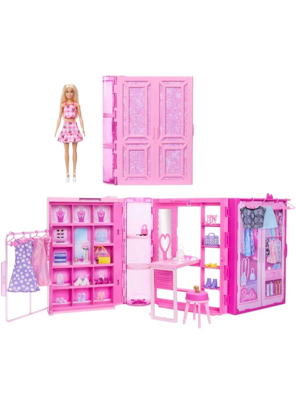 Fashion Doll Dream Closet Playset with Blonde Fashion Doll and Accessories (91 cm Wide, 25+ Pieces) wl22k