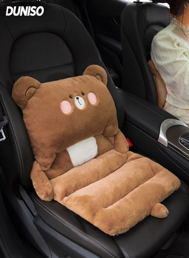 DUNISO Cartoon Bear Plush Lumbar Support Cushion Premium Soft Backrest Pillow for Car Office and Home (75x40 cm) io655