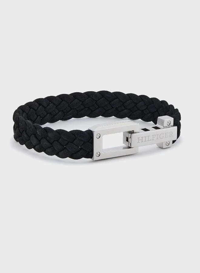 Premium Leather Bracelet Minimalist Wristband for Men (Black, 20 cm) vcr9o