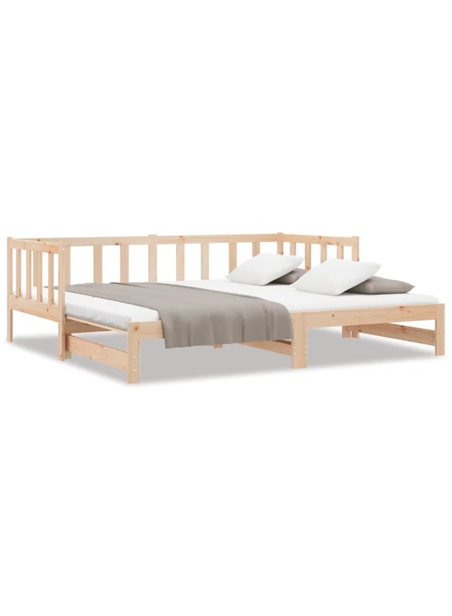 vidaXL Pull-out Day Bed Frame Space-Saving Guest Bed for Bedroom (90x200cm, 2-Piece Set) jj2hj
