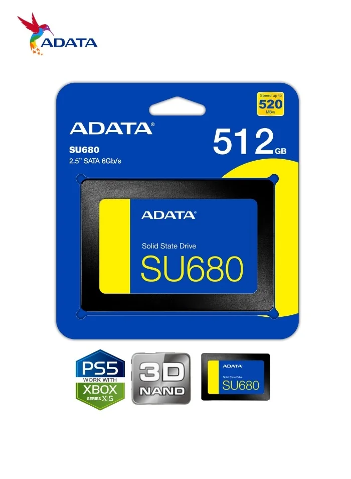 ADATA Ultimate SU680 Internal Solid State Drive (512GB, 2.5-inch SATA III) High-Speed Storage for Laptop and Desktop PC 76jnu