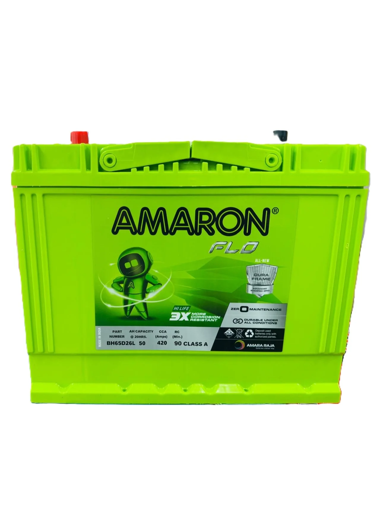 Amaron 12V 50AH Automotive Battery (65D26L / NS70L / 48D26L / N50L) Premium Maintenance-Free Power Cell rh7ix
