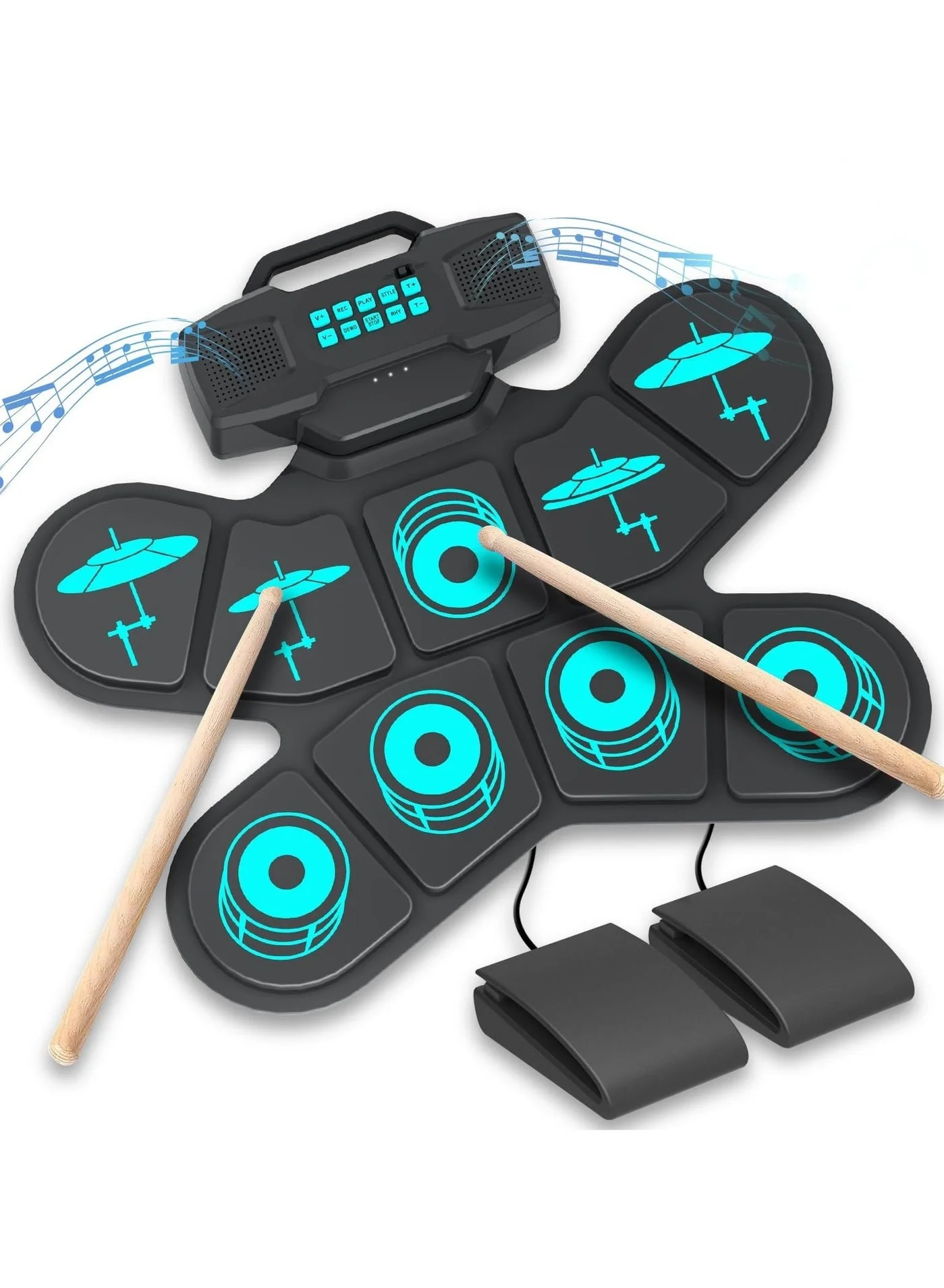 Arabest Portable 9-Pad Electronic Drum Set with USB MIDI Connectivity and Dual Stereo Speakers (For Beginners and Kids) rg0b1