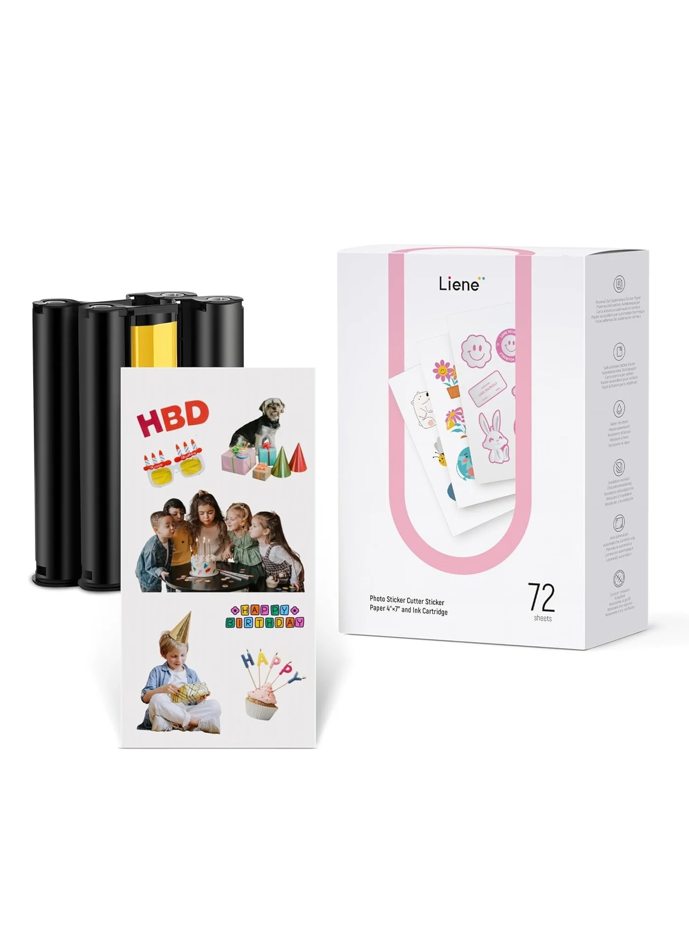 Premium Photo Sticker Paper and Ink Refill Set for Portable Printers (72 Sheets, 4x7 inch) 4ec9d