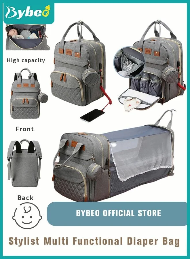 Bybeo Baby Diaper Bag Backpack with Changing Station, Large Capacity 900D Oxford Travel Organizer with USB Port (Unisex, 40cm x 30cm x 20cm) 6ksc7