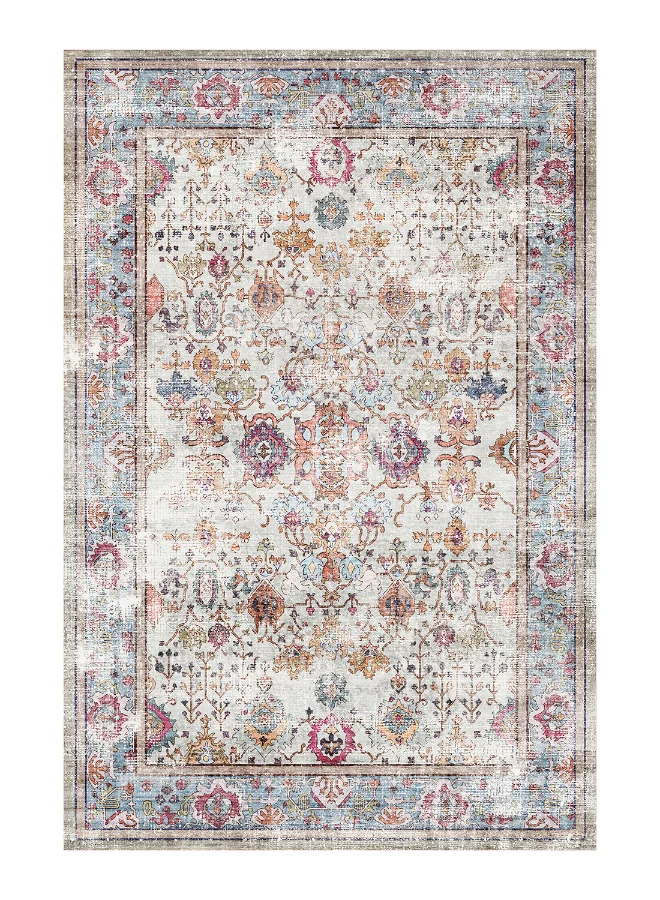 Noon East Classic Heritage Anti-Slip Area Rug, Premium Polyester Floor Carpet for Living Room and Bedroom (Rust & Cream, 244 x 305 cm) x17kn