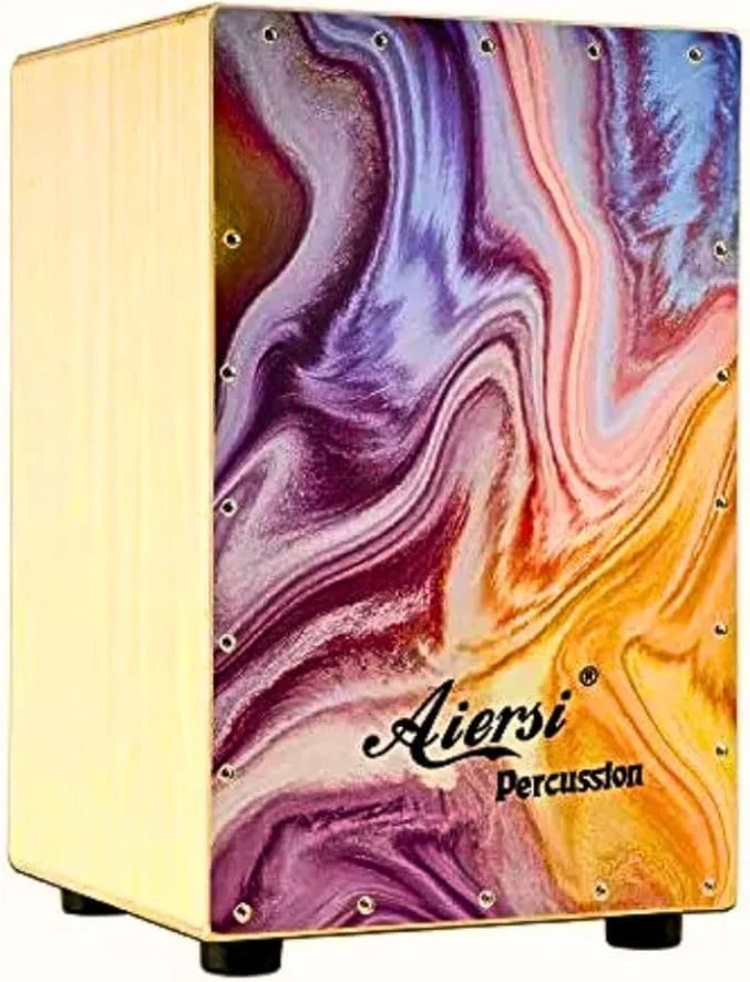 Aiersi Cajon Box Drum Professional Wooden Percussion Instrument with Internal Adjustable Guitar Strings (30 cm x 30 cm x 50 cm) f8fa8