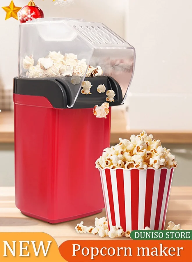 DUNISO Electric Hot Air Popcorn Maker Premium Non-Stick Kitchen Appliance for Home and Parties (Red) t8r80
