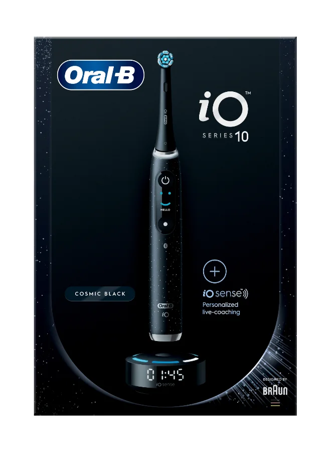 Premium Rechargeable Electric Toothbrush Set with Interactive Display and Smart Pressure Sensor (Cosmic Black, 1 Set) g5pzs