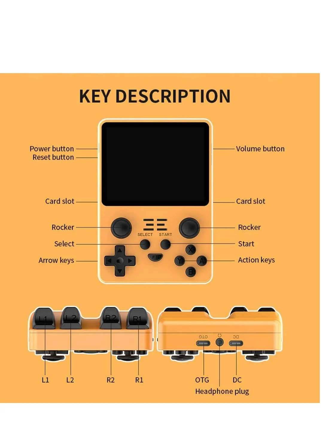 ZAMZIN Retro Arcade Handheld Game Console with 15000 Built-In Games 3.5-Inch IPS Screen Portable Gaming System (Black, 1 Unit) yrxe7