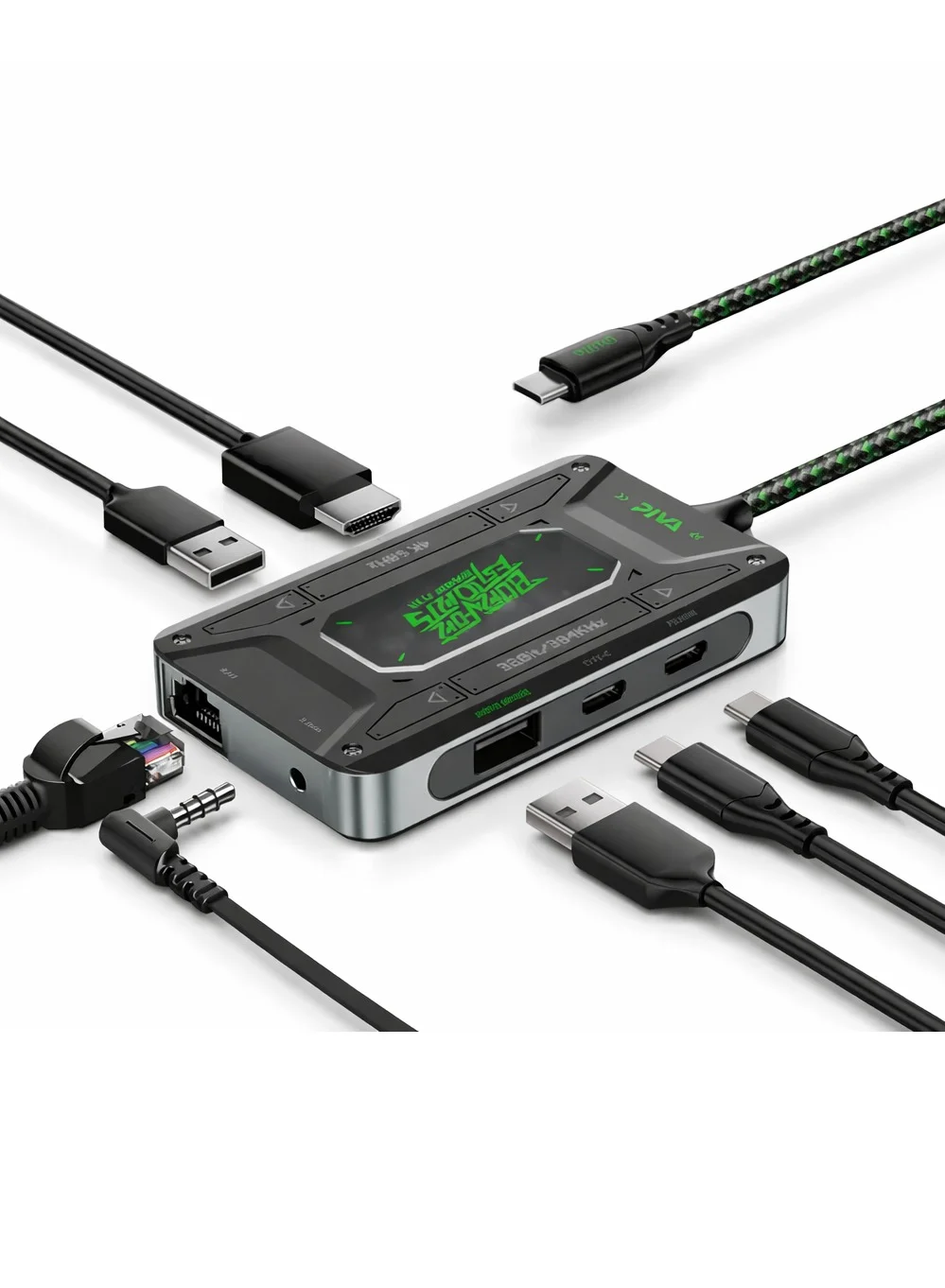 PIVA DS7 7-in-1 USB-C Docking Station Multi-Port Adapter with 4K 60Hz Video Output and 100W PD Fast Charging for Laptops and Smartphones 0v48t