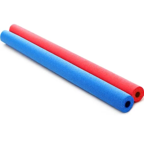 Hollowfly Pool Noodles Floating Foam Tubes for Swimming Training and Craft Projects (Blue and Red, 2 Pack, 101 cm x 6 cm) p3kme