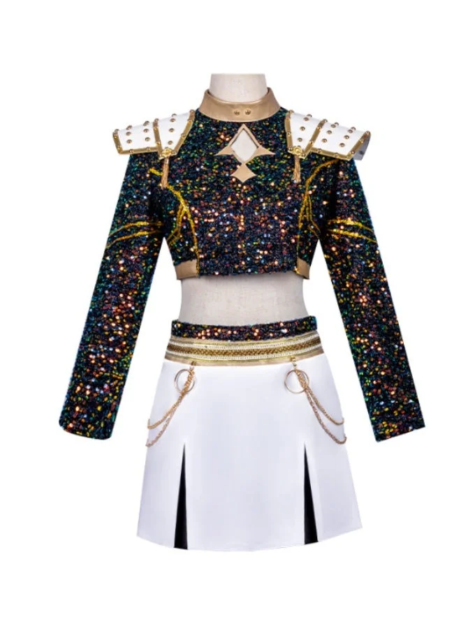 Kpop Style Stage Performance Costume for Girls Premium Cosplay Outfit for Halloween (Size 140cm) opcqm