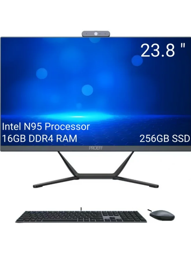 PROEFF All-In-One Desktop Computer 23.8 inch Full HD Display 16GB RAM 256GB SSD Windows 10 Pro (Black, 23.8 inch) tuw8j