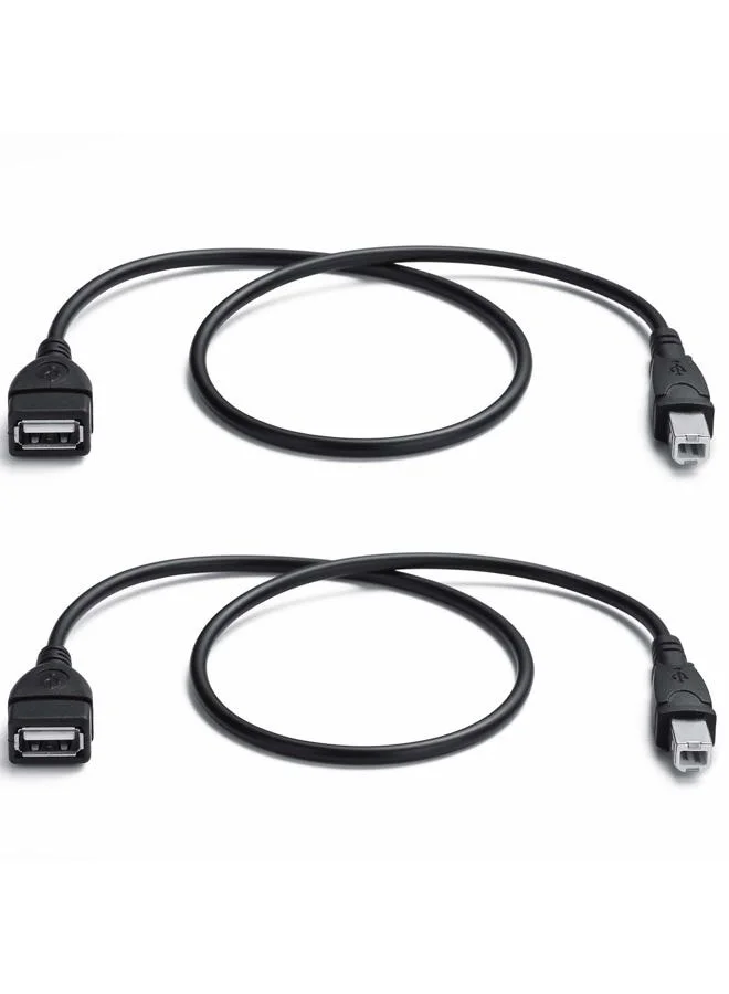 YOUOWO USB 2.0 Printer Cable A Female to B Male High-Speed Data Transfer Cord (Black, 2 Pack) ld53q