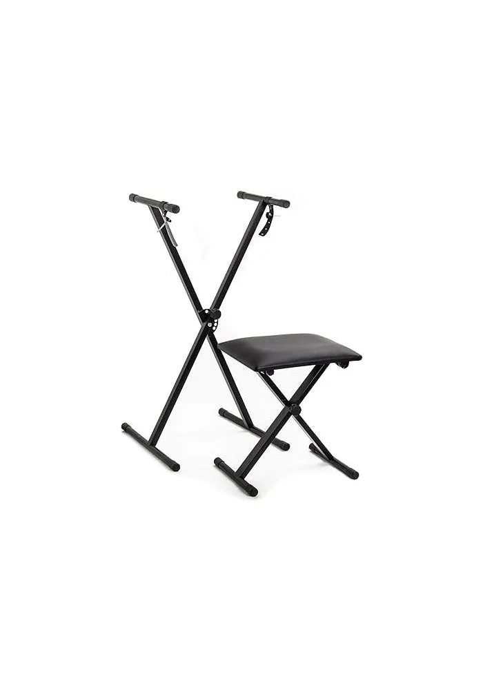 Megarya Adjustable Piano Keyboard Stand with Padded Stool (Black, Single X-Frame) nqgta