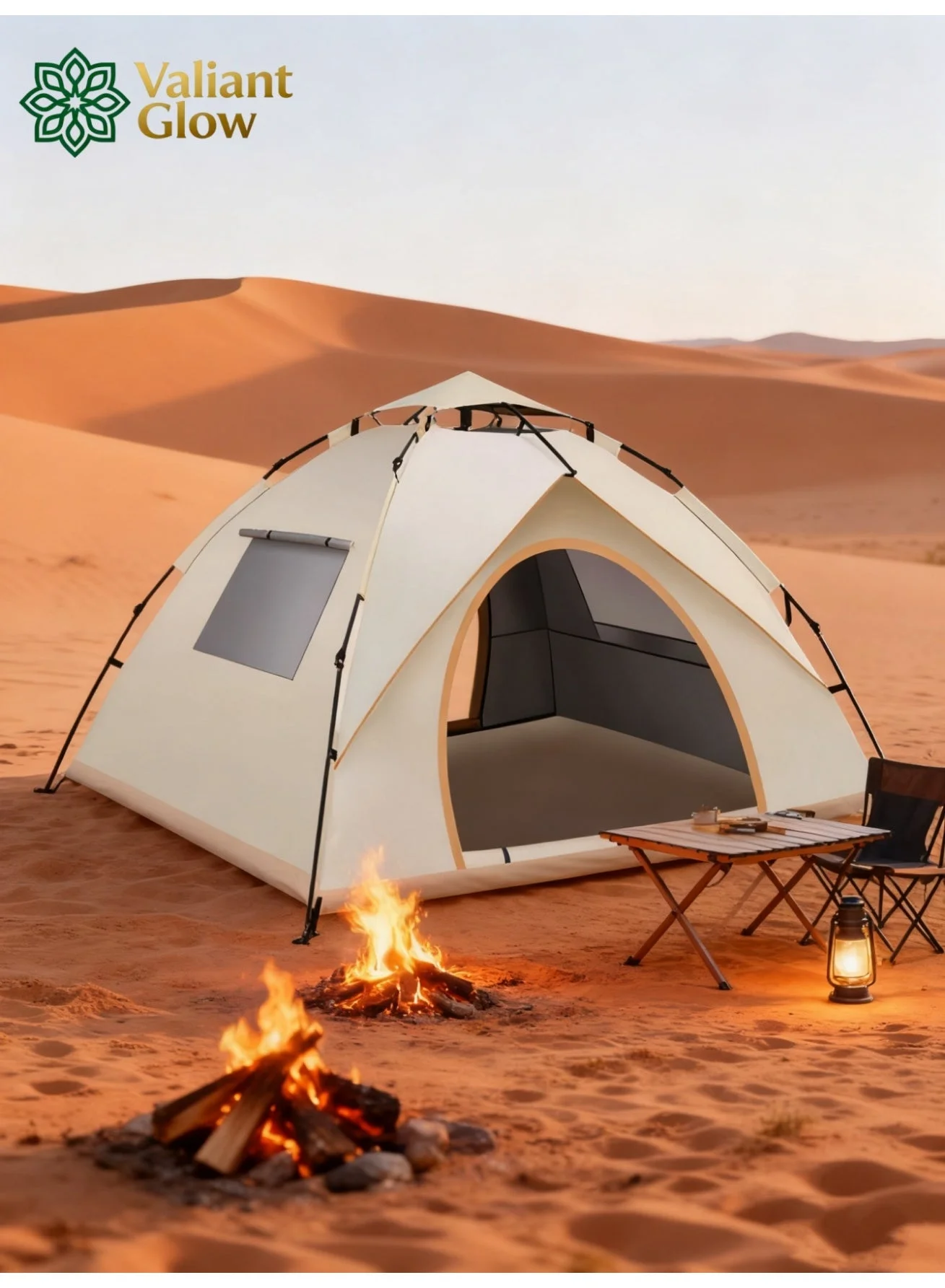 Valiant Glow 4-5 Person Pop-Up Camping Tent Waterproof Oxford Fabric UV-Resistant Outdoor Shelter (Large) wdwt2