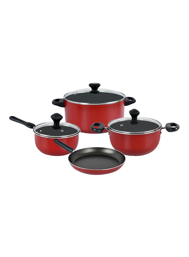Prestige 7-Piece Non-Stick Cast Aluminium Cookware Set Premium Kitchen Cooking Pots and Pans (Red, 7-Piece) mfrs4