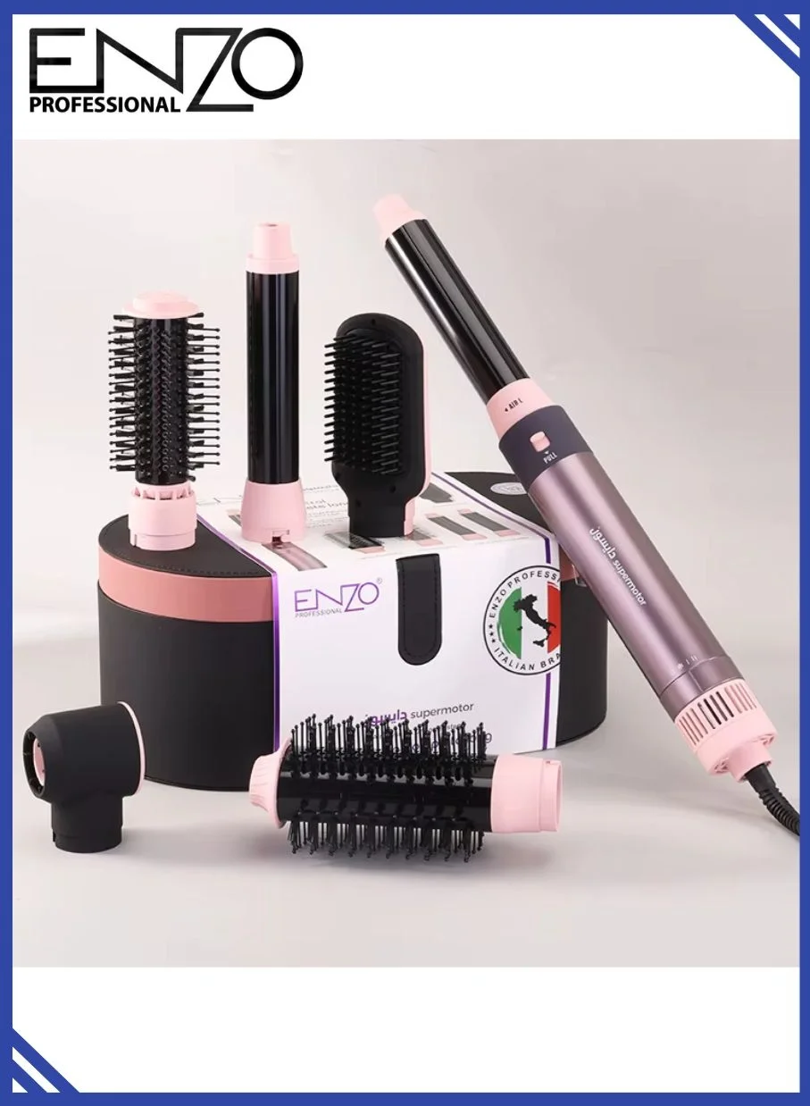 ENZO 6-in-1 Electric Hair Styling Tool Professional Ionic Hair Dryer Straightener and Curler Set for Salon-Quality Results at Home ghssy