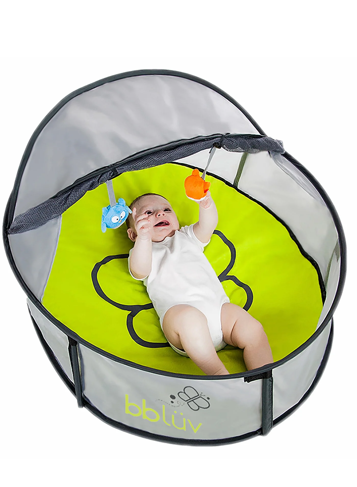 Bbluv Nid Mini 2-in-1 Portable Travel Bed and Play Tent with Mosquito Net and Canopy (90.7 x 73.7 x 47 cm) jo3xl