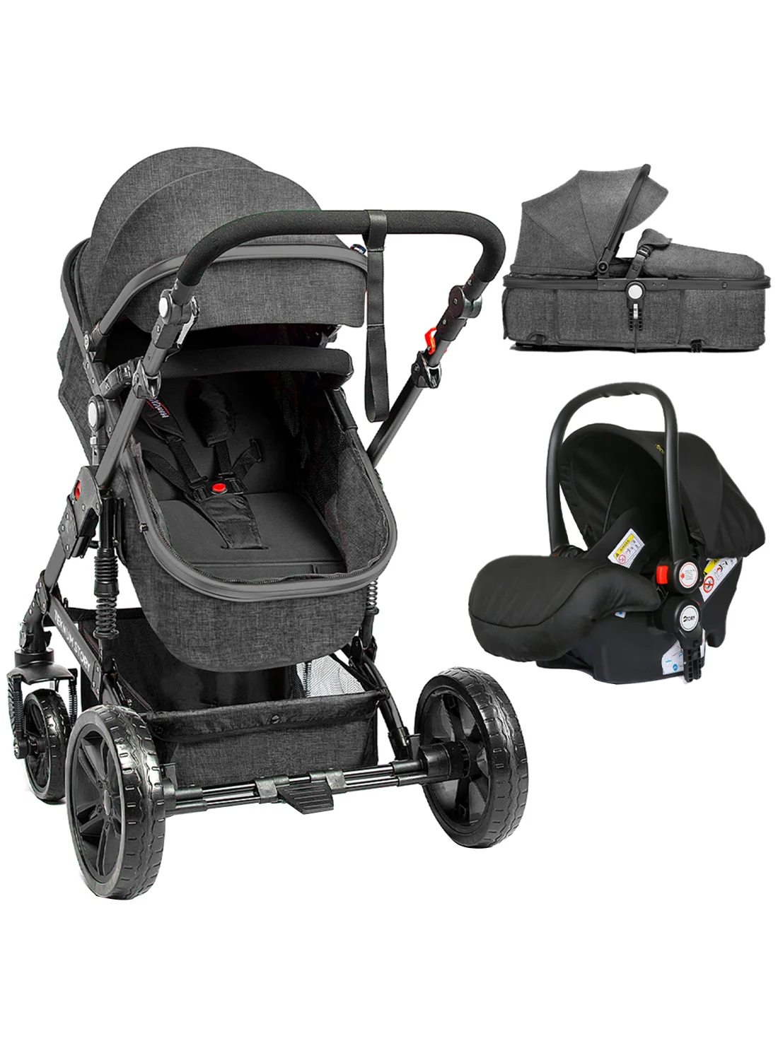 TEKNUM 3-in-1 Premium Baby Stroller and Bassinet Set with Spill-Proof Mat (Grey, 0-3 Years) lbo5u