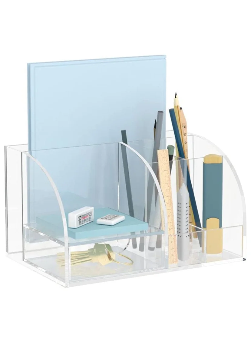 TPGP Acrylic Desk Organizer 7-in-1 Multifunctional Stationery Storage Holder for Office and Home (Clear) ik8hq