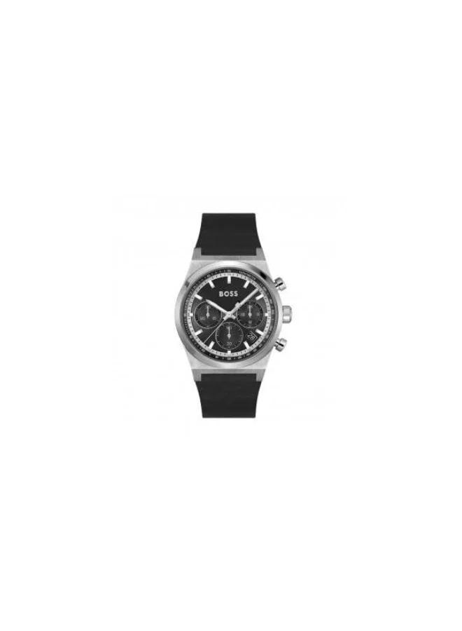 Premium Chronograph Men's Watch with Leather Strap and Black Case (Black, 44mm) 3pfau