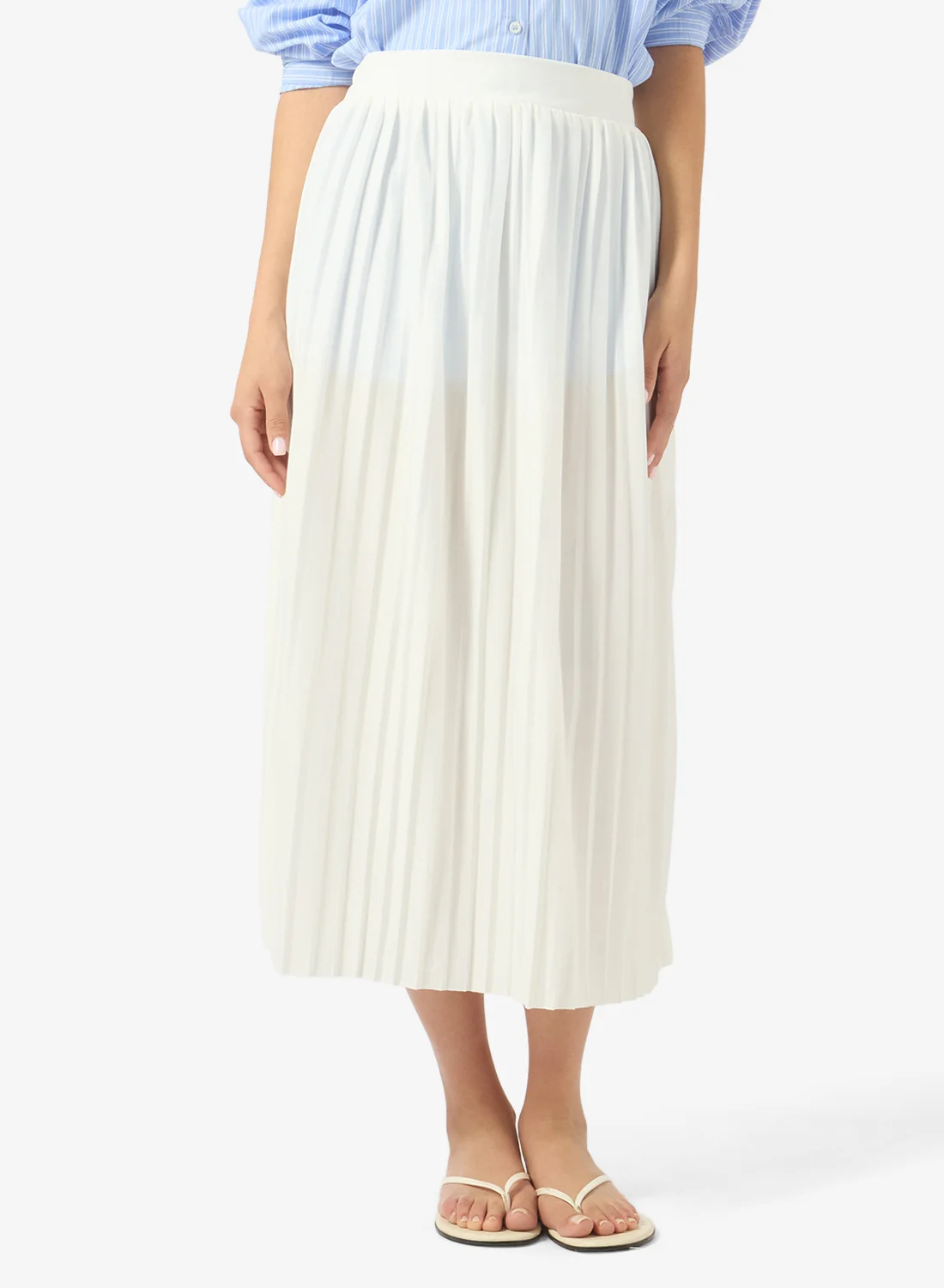 Ginger Pleated Skirt with Side Slit Elegant Midi Length (Solid, One Size) 1o3u9