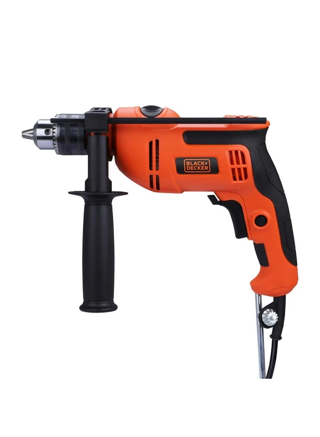 Premium Corded Hammer Drill 550W 13mm Variable Speed Reversible Power Tool for Masonry Steel and Wood (Orange and Black) v0udd