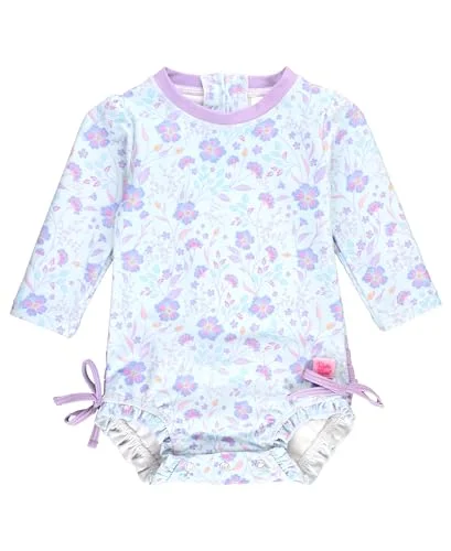 Premium Floral Long Sleeve One Piece Rash Guard Swimsuit with Zipper UPF 50 Sun Protection (Fairytale Garden, 2T) z4wkc