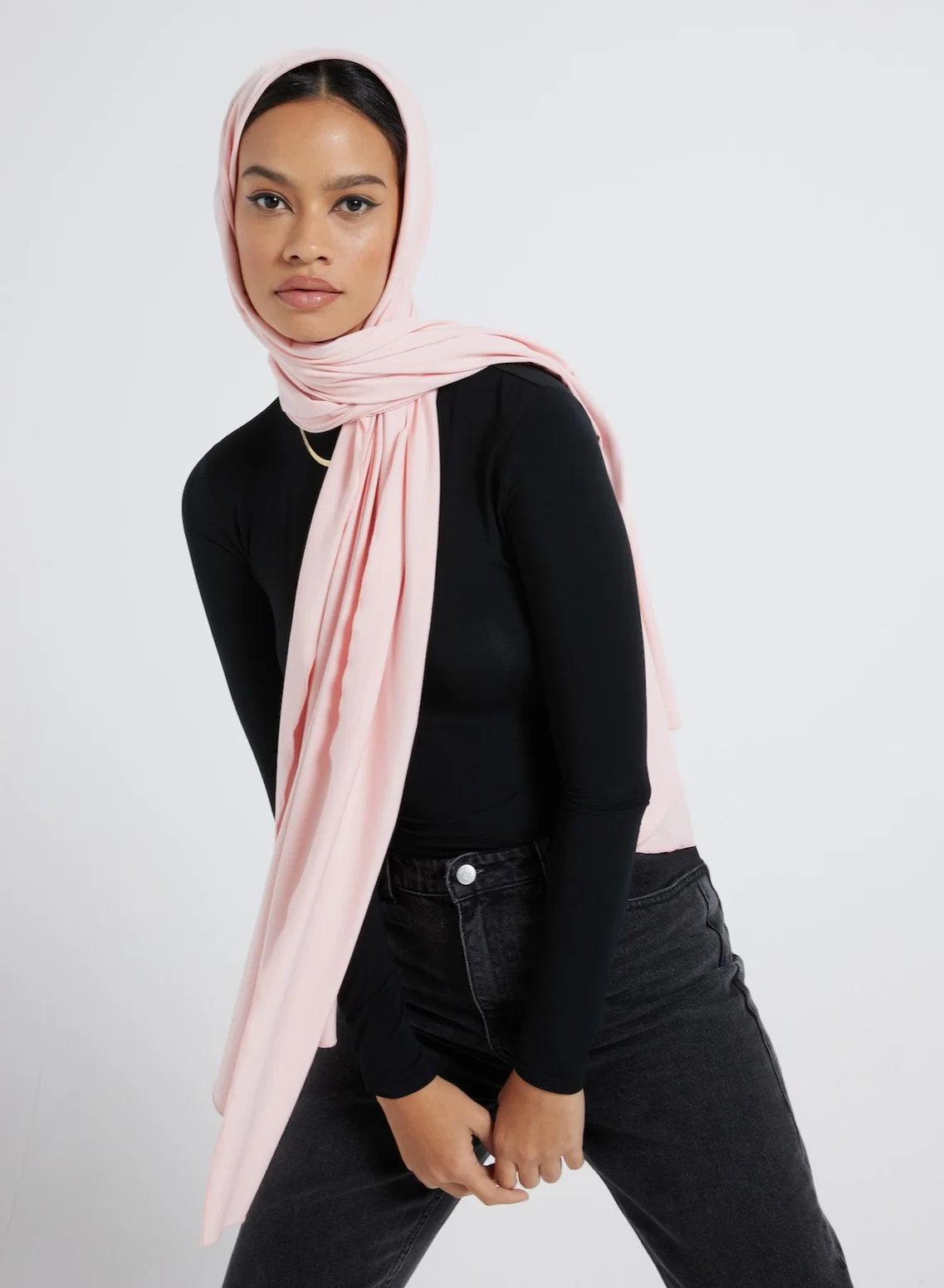 MODEST BEYOND Organic Bamboo Jersey Hijab Breathable Soft Headscarf (Light Pink, 180 cm x 70 cm) upawn