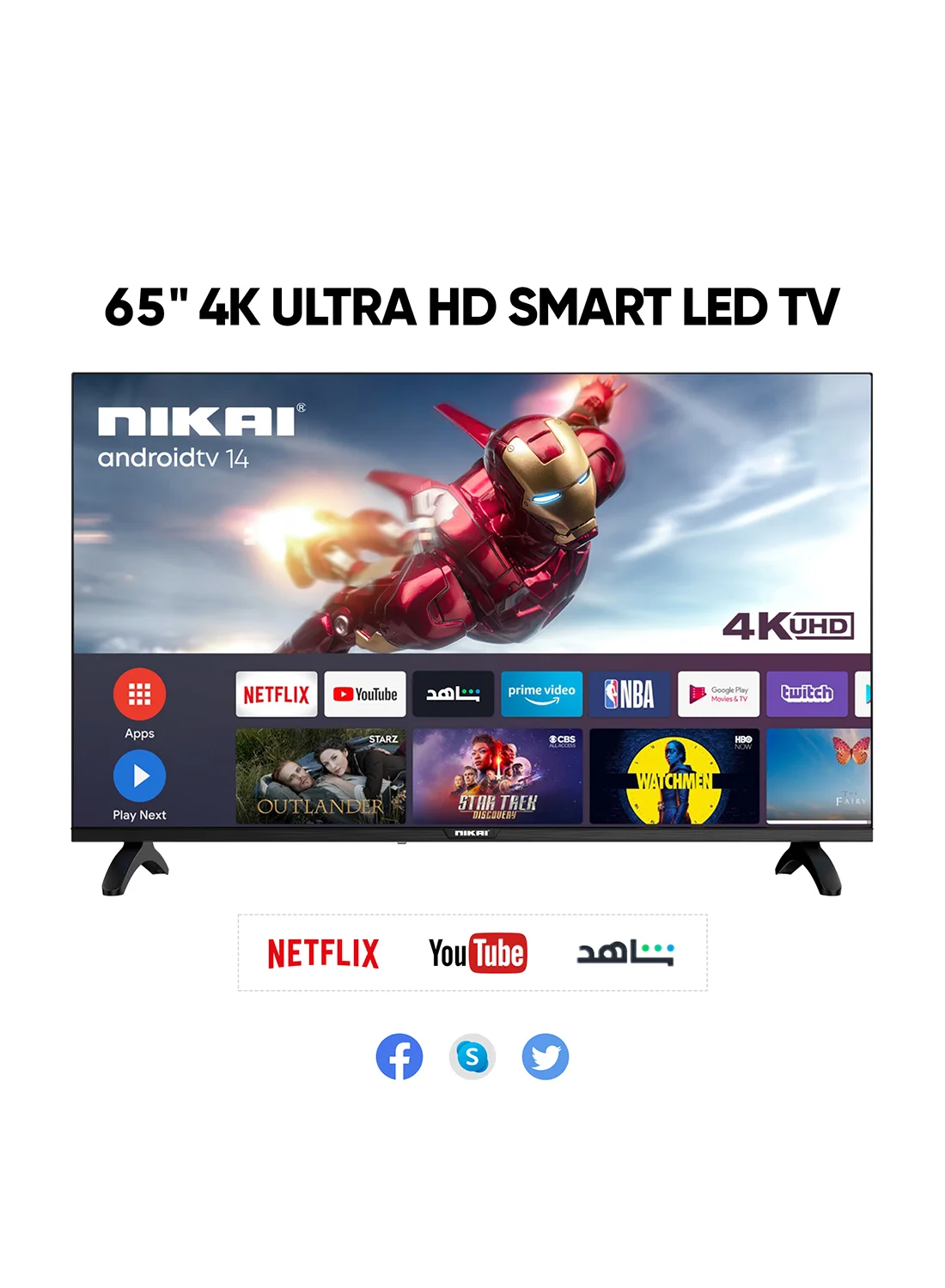 Nikai 65-Inch 4K UHD Android Smart LED TV (Black, 165 cm) Premium Ultra HD Display with Built-in Apps and HDMI Connectivity g8jgu