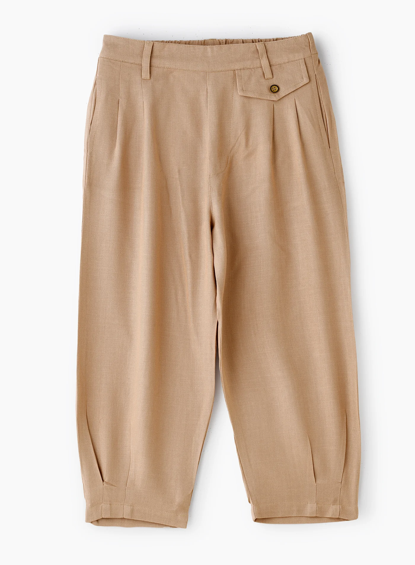 Jelliene Girls Pleated Beige Pants with Button Detail (Size 120cm) oelso
