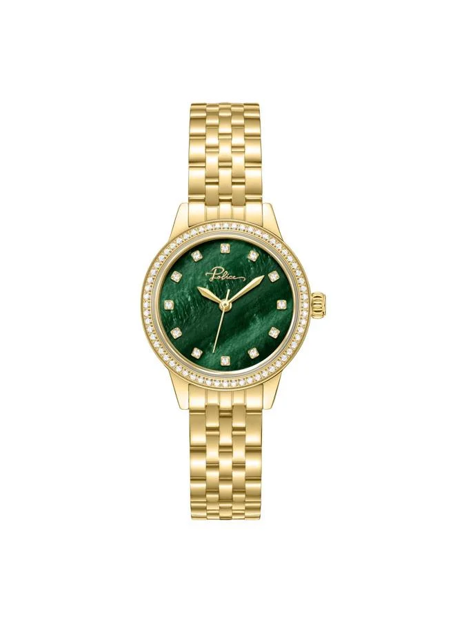 Premium Women Analog Watch with Green Dial and Stainless Steel Bracelet (30mm) w340z