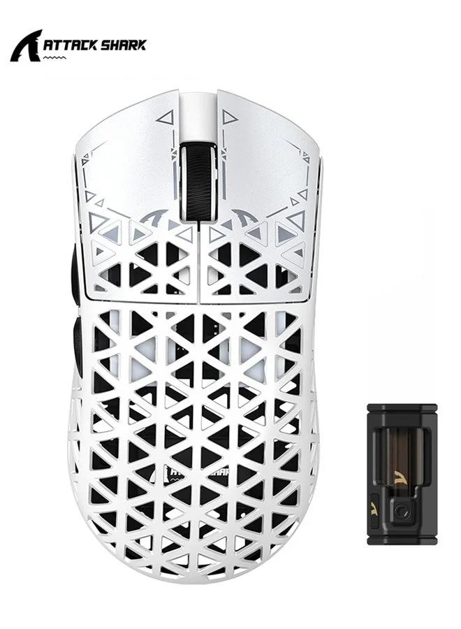 Attack Shark R5 Ultra Carbon Fibre Wireless Gaming Mouse, 39g Ultralight Professional Esports Mouse, 8000Hz Polling Rate, 42K DPI (White) gkqbk